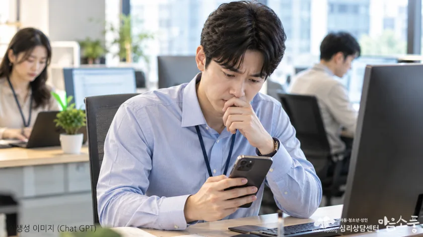 특성불안 - 업무 메시지를 반복해서 확인하는 모습