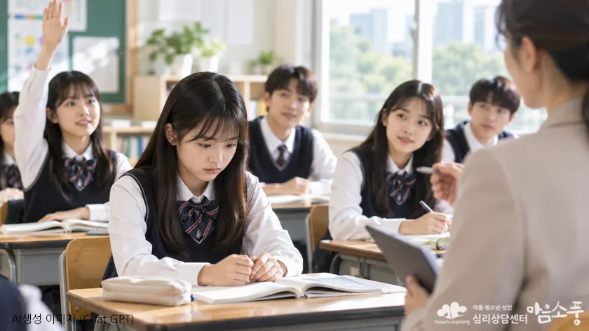 교실에서 질문에 대답하기 어려워하는 청소년의 선택적 함구증